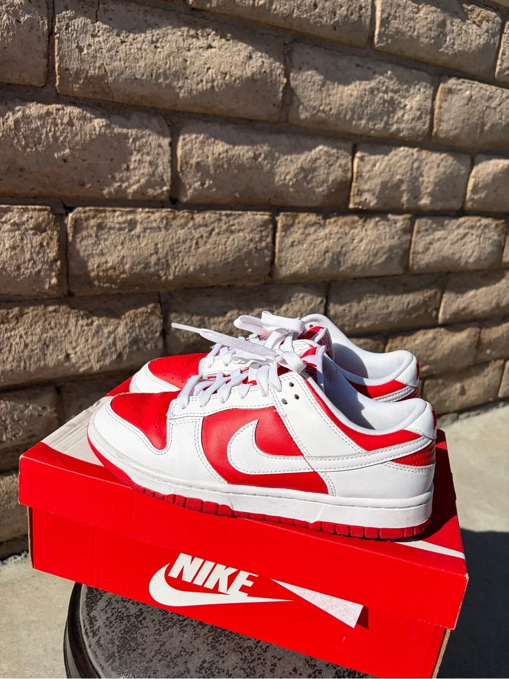 Nike Kids Red and White Low-Top Sneakers